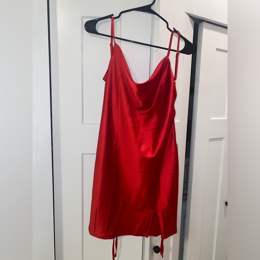SHEIN red satin dress